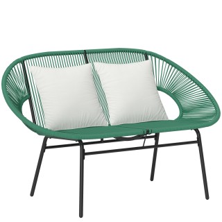 Outsunny Διθέσιος Κήπου Καναπές από Rattan PE και Ατσάλι με Μαξιλάρ...