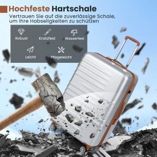 Costway Σετ 3 Βαλιτσών με Σκληρό Κέλυφος, Κλειδαριά TSA, Τηλεσκοπικ...