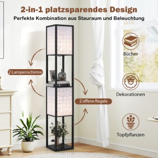 Costway Δίφωτη Κρεμαστή Λάμπα με 2 Ράφια και Καπέλα με Διάτρητο Σχέ... Costway Δίφωτη Κρεμαστή Λάμπα με 2 Ράφια και Καπέλα με Διάτρητο Σχέ...