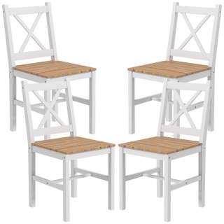 HOMCOM Σετ 4 καρεκλών κουζίνας και σαλονιού με χιαστί πλάτη, σε ξύλ...