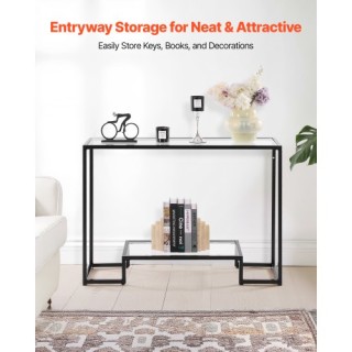 VEVOR Δίπατο Γυάλινο Κονσόλα Τραπέζι Μαύρο JSXGZ42YCHSBJ86VN001V0