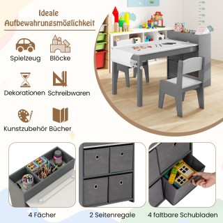 Costway Σετ Καλλιτεχνικού Τραπεζιού και Καρεκλών για Παιδιά με Ρολό...