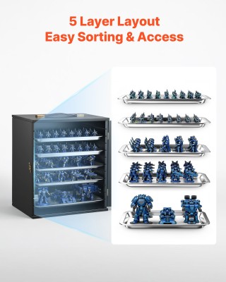 VEVOR Ξύλινη Θήκη Αποθήκευσης Μινιατούρων με 5 Δίσκους και 13 Θέσει...