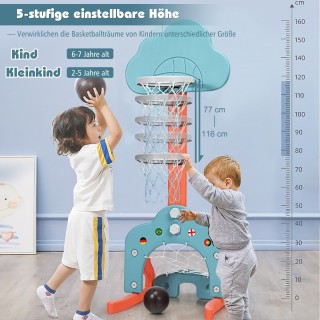 Costway  Παιδική Χαρά 3 σε 1 με Ρυθμιζόμενο Καλάθι Μπάσκετ, Ποδοσφα...