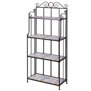 Galileo Υπαίθρια μεταλλική ραφιέρα 4 επιπέδων με διακόσμηση κεραμικ...