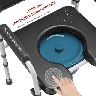 BAKAJI Καρέκλα Τουαλέτας από Μέταλλο και Οικολογικό Δέρμα με Κάδο κ...