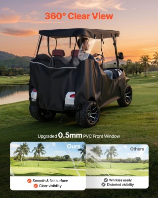 VEVOR Πλήρης Ενισχυμένο Κάλυμμα Καροτσιού Γκολφ για 2 και 2+2 Επιβά...