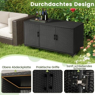 Costway Κουτί Αποθήκευσης PE-Rattan 318L με Αποσπώμενα Ράφια και Α... Costway Κουτί Αποθήκευσης PE-Rattan 318L με Αποσπώμενα Ράφια και Α...