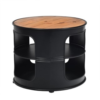 Costway  Στρογγυλό Τραπεζάκι Σαλονιού με 3 Επίπεδα από Ξύλο και Μέτ...