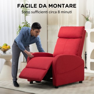 HOMCOM  Πολυθρόνα Χαλάρωσης Ανακλινόμενη με Υποπόδιο από Ύφασμα με ...