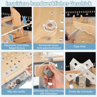 Costway Παιδικός πάγκος εργασίας από ξύλο με πίνακα & ρολόι & 61 αξ... Costway Παιδικός πάγκος εργασίας από ξύλο με πίνακα & ρολόι & 61 αξ...