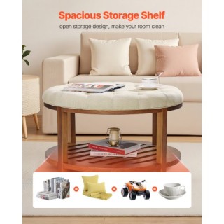 VEVOR Στρογγυλό Λινό Σκαμπό/Τραπέζι με Ράφι, 81 cm BYJDYXWSJKFSU67U...