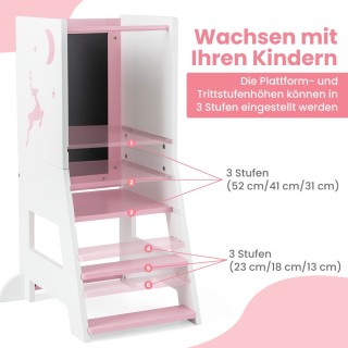 Πολυλειτουργικός Πύργος Εκμάθησης 2 σε 1 Χρώματος Ροζ COSTWAY HY10... Πολυλειτουργικός Πύργος Εκμάθησης 2 σε 1 Χρώματος Ροζ COSTWAY HY10...