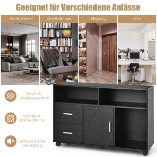 Costway  Τροχήλατο Ερμάριο με 2 Συρτάρια & 3 Ανοικτά Ράφια 100 cm x...