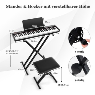 Costway Φορητό Ηλεκτρονικό Πληκτρολόγιο με 61 Πλήκτρα & Βάση & Σκαμ... Costway Φορητό Ηλεκτρονικό Πληκτρολόγιο με 61 Πλήκτρα & Βάση & Σκαμ...