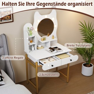 Costway Λευκή Τουαλέτα Μακιγιάζ Σε Σχήμα Γάτας με Καθρέφτη, Φωτισμό... Costway Λευκή Τουαλέτα Μακιγιάζ Σε Σχήμα Γάτας με Καθρέφτη, Φωτισμό...