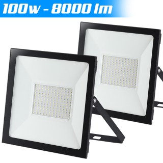 BAKAJI Σετ 2 Προβολείς LED Fari 100W Υψηλής Φωτεινότητας 8000lm Λευ...