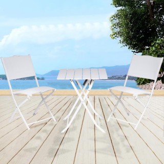 BAKAJI Σετ Πτυσσόμενο Τραπέζι με 2 Καρέκλες Λευκό Έπιπλο Εξωτερικο... BAKAJI Σετ Πτυσσόμενο Τραπέζι με 2 Καρέκλες Λευκό Έπιπλο Εξωτερικο...