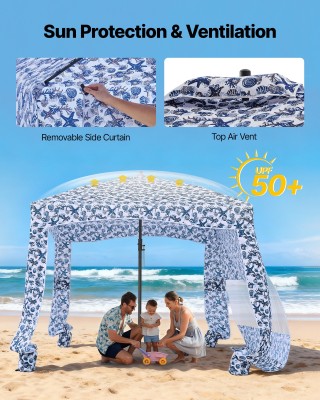 VEVOR Σκηνή Παραλίας 1.83 x 1.83 μ με Πλαϊνή Τέντα, UPF 50+ Προστασ...
