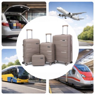 PROVITERA Σετ 4 Σκληρές Βαλίτσες και Νεσεσέρ Ταξιδιού Ταμπά με Τηλε...