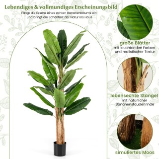 Costway  Τεχνητό Δέντρο Μπανάνας 195 εκ. με Ρεαλιστικά Φύλλα και Στ...