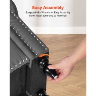 VEVOR Μπεζ Μαξιλαρωτό Σκαμπό Αποθήκευσης από PU Δέρμα με Ξύλινα Πόδ...