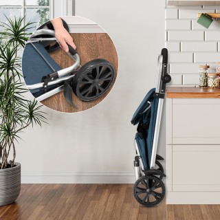 BAKAJI Πτυσσόμενο Καρότσι Αγορών 56L Μπλε Θερμική Τσάντα Καρότσι Με...