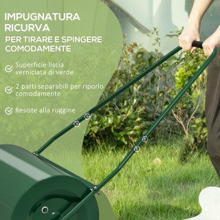 Outsunny Κύλινδρος Γκαζόν 63L με Ξύστρα Λεπίδα, Μεταλλικός, 123x58x...