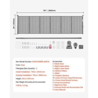 VEVOR Επεκτάσιμη Παιδική Πύλη 87 εκ., Έως 280 εκ., Γκρι Μεταξένιο Υ... VEVOR Επεκτάσιμη Παιδική Πύλη 87 εκ., Έως 280 εκ., Γκρι Μεταξένιο Υ...
