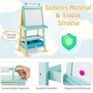 Costway  Παιδικό Καβαλέτο 3-σε-1 με Μαγνητικό Πίνακα, Κιμωλία και Ρ...