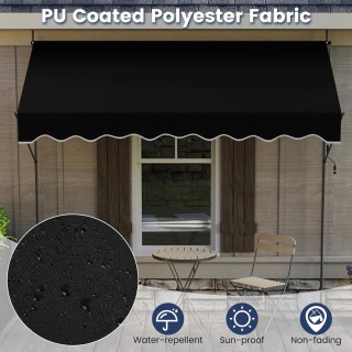 Costway Υψηλής αντοχής, ρυθμιζόμενη μαύρη τέντα 300 cm, χωρίς τρυπά...