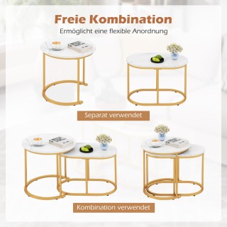 Costway Σετ 2 Τραπεζάκια Καφέ με Μαρμάρινη Όψη και Χρυσά Μεταλλικά ... Costway Σετ 2 Τραπεζάκια Καφέ με Μαρμάρινη Όψη και Χρυσά Μεταλλικά ...