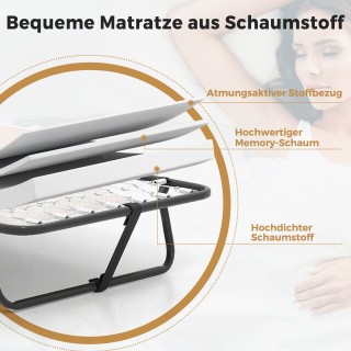 Costway Πτυσσόμενο Κρεβάτι Επισκεπτών με Στρώμα 190 x 80 εκ. - Μετα... Costway Πτυσσόμενο Κρεβάτι Επισκεπτών με Στρώμα 190 x 80 εκ. - Μετα...