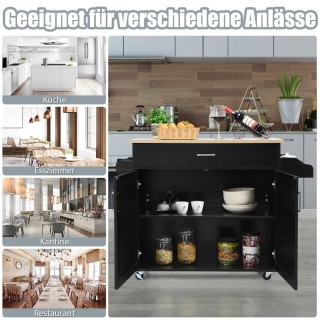 Costway Πολυλειτουργικό Καρότσι Κουζίνας με Ρυθμιζόμενα Ράφια και Τ...