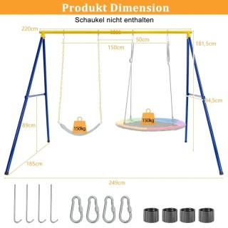 Costway Διπλή Κούνια με Σκελετό Α και Ενισχυμένο Καραμπίνερ 249 x 1...