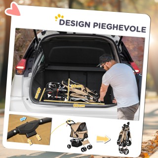 PawHut  Καροτσάκι για Μικρούς και Μίνι Σκύλους Αναδιπλούμενο με Καλ...