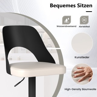 Costway Σετ 2 Περιστρεφόμενα Ρυθμιζόμενα Σκαμπό Bar με Μαύρο Τεχνοδ...