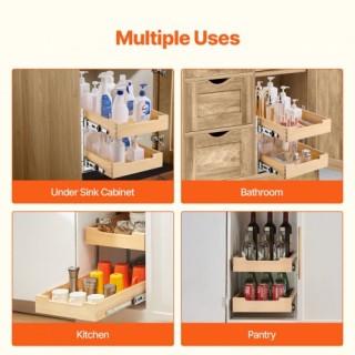 VEVOR Διπλό Συρόμενο Ντουλάπι Οργάνωσης με Απαλό Κλείσιμο Ξύλινο Συ...