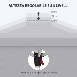 Outsunny Πτυσσόμενο Κιόσκι 3x3 m με Ρυθμιζόμενο Ύψος σε 3 Επίπεδα, ...