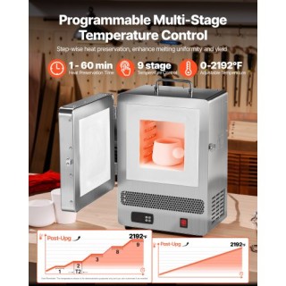 VEVOR Ηλεκτρικός Κλίβανος Τήξης 1500W 1200℃ ZMKXXDL1500WLT2AY001V2 VEVOR Ηλεκτρικός Κλίβανος Τήξης 1500W 1200℃ ZMKXXDL1500WLT2AY001V2