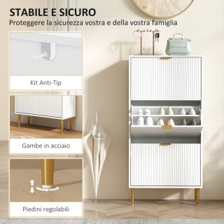 HOMCOM Σκρίνιο Slim για 18 Ζευγάρια Παπούτσια με 3 Αναδιπλούμενα Συ...