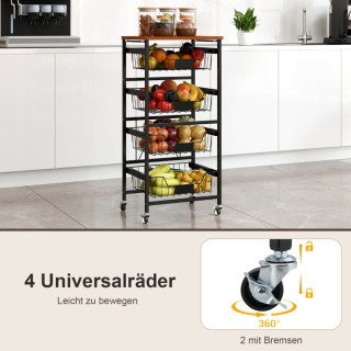 Costway Πενταώροφη Κουζίνα Καρότσι με Ξύλινη Επιφάνεια και Αποσπώμε... Costway Πενταώροφη Κουζίνα Καρότσι με Ξύλινη Επιφάνεια και Αποσπώμε...