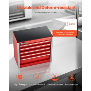VEVOR Κόκκινο Φορητό Μεταλλικό Κουτί Εργαλείων με 5 Συρτάρια CTSBXS...