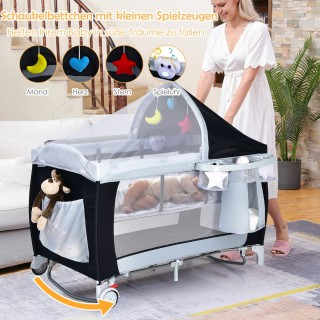 Costway Παιδικό Ταξιδιωτικό Κρεβάτι 2 Επιπέδων 120x60 cm με Παιχνιδ...