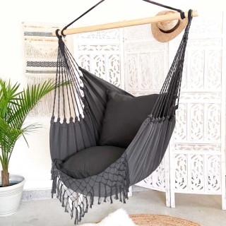 BAKAJI Κρεμαστή Πολυθρόνα Κήπου με Μαξιλάρια Γκρι - Αιώρηση, Χαλάρω...