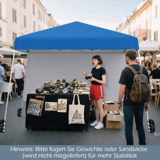 Costway Γαλάζιος Πτυσσόμενος Κήπος 3x3m με Ρυθμιζόμενο Πλευρικό Τοί...