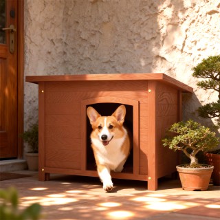 BAKAJI Ξύλινη Σπιτάκι Σκύλου Μ Εξωτερικού Χώρου με Ανοιγόμενη Στέγη...