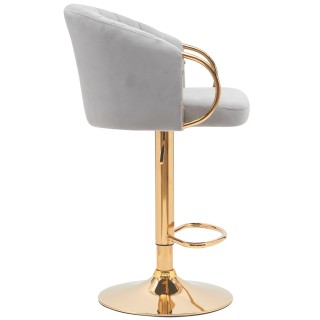 BAKAJI  Σετ 2 Σκαμπό Κουζίνας Ρυθμιζόμενου Ύψους σε Γκρι Βελούδο κα...