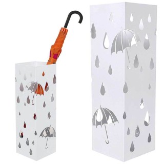 BAKAJI Σταντ Ομπρελοθήκης Σιδερένιο Τετράγωνο Λευκό με Δοχείο Συλλ... BAKAJI Σταντ Ομπρελοθήκης Σιδερένιο Τετράγωνο Λευκό με Δοχείο Συλλ...