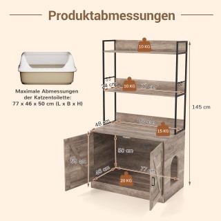 Costway Γκρι Ντουλάπι για Κατοικία Γάτας με Ενσωματωμένη Βιβλιοθήκη...